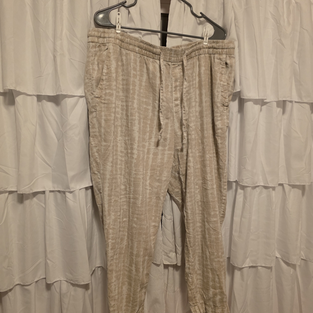 Old Navy Beige Straight Leg Linen Pants